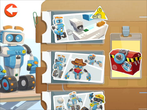 Each tab represents a level with different things to build. The toolbox takes you straight to the coding sandbox.